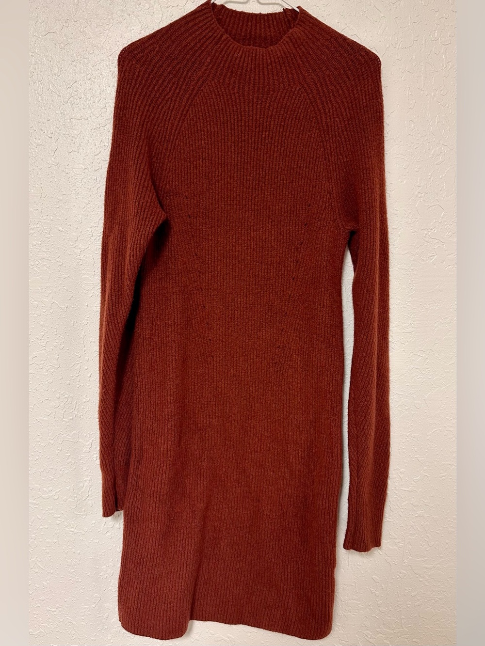 Abercrombie & Fitch Rust Ribbed Long-Sleeve Sweater Dress - Sz ST